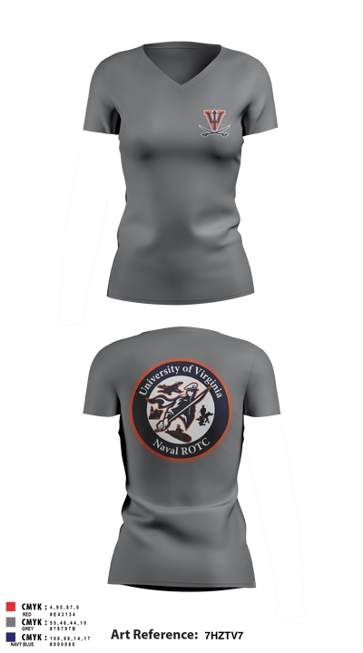University of Virginia NROTC 91641380 Women's Short Sleeve V-neck Shirt - 1