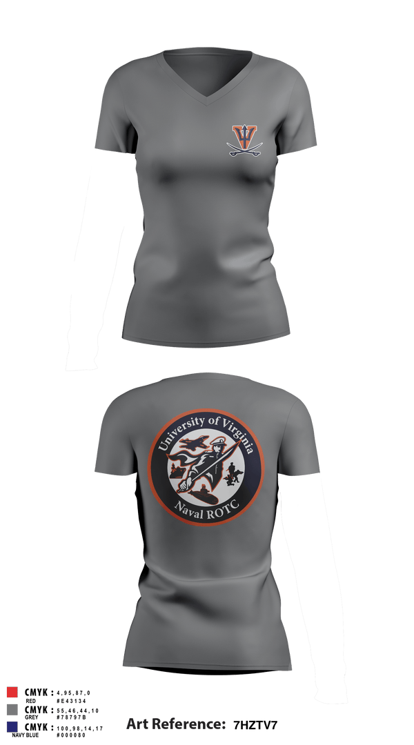 Women's Short Sleeve Vneck Shirt, University of Virginia NROTC, Navy, Teamtime, Team time, sublimation, custom sports apparel, team uniforms, spirit wear, spiritwear, sports uniforms, custom shirts, team store, custom team store, fundraiser sports, apparel fundraiser