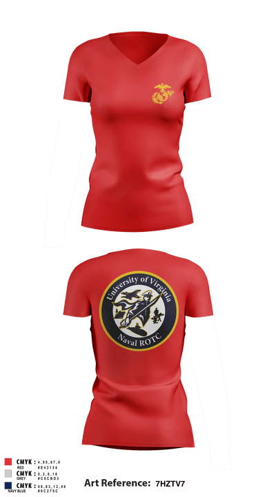 University of Virginia NROTC 91641380 Women's Short Sleeve V-neck Shirt - 7