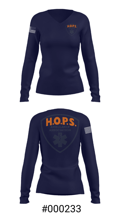 HOPS EMS 88989109 Women's Long Sleeve V-neck Shirt - 37