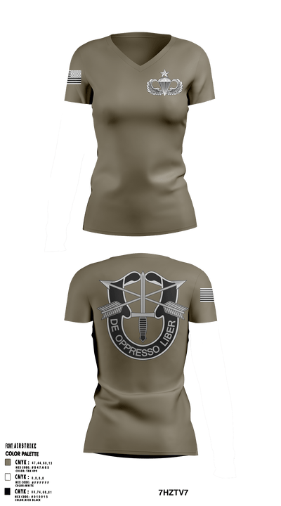 7th Special Forces Group (A) 47338567 Women's Short Sleeve V-neck Shirt - 1