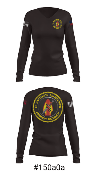 Women's Long Sleeve Vneck Shirt, , Marines, Teamtime, Team time, sublimation, custom sports apparel, team uniforms, spirit wear, spiritwear, sports uniforms, custom shirts, team store, custom team store, fundraiser sports, apparel fundraiser