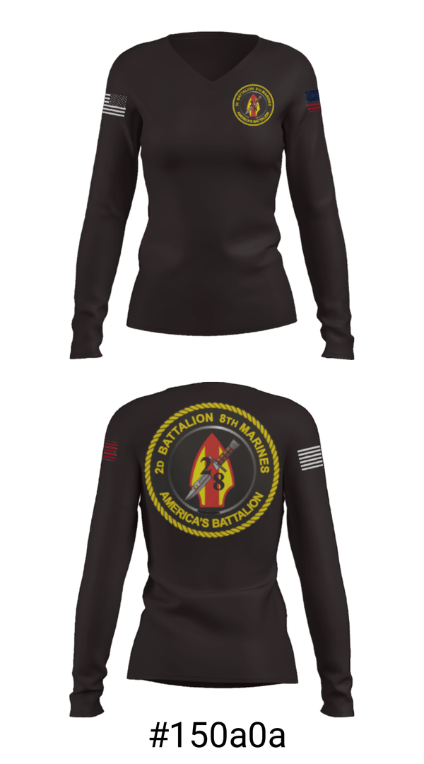 Women's Long Sleeve Vneck Shirt, , Marines, Teamtime, Team time, sublimation, custom sports apparel, team uniforms, spirit wear, spiritwear, sports uniforms, custom shirts, team store, custom team store, fundraiser sports, apparel fundraiser