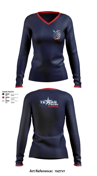 Women's Long Sleeve Vneck Shirt, Texas Titans Youth Football, Football, Teamtime, Team time, sublimation, custom sports apparel, team uniforms, spirit wear, spiritwear, sports uniforms, custom shirts, team store, custom team store, fundraiser sports, apparel fundraiser