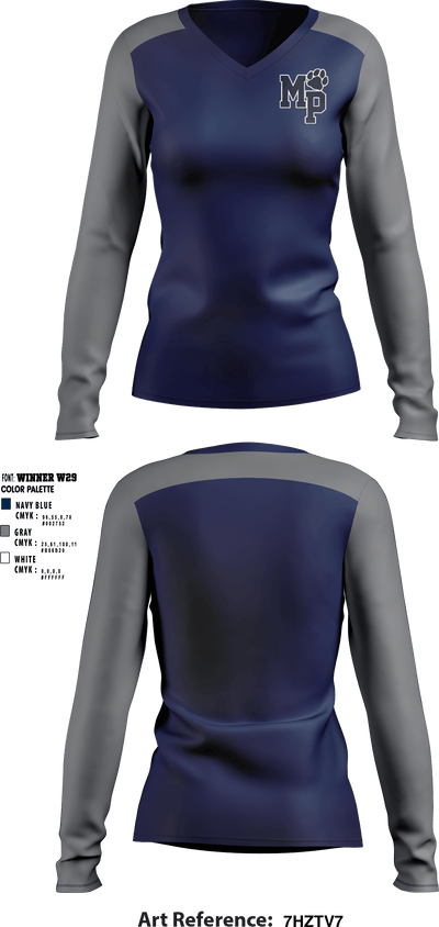 Moss Point High School 3288071 Women's Long Sleeve V-neck Shirt - 2