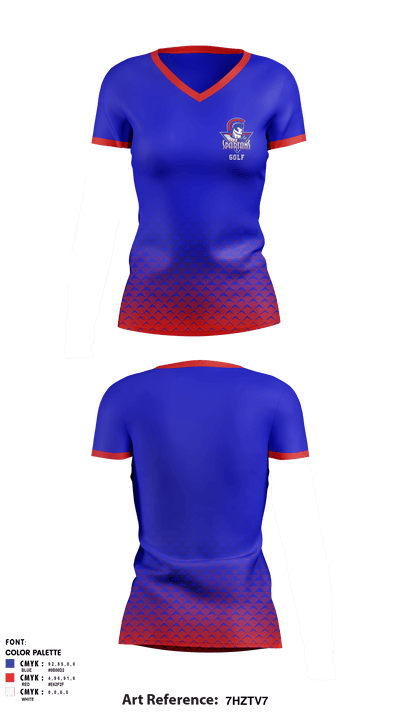 Moberly High School Golf 32711147 Women's Short Sleeve V-neck Shirt - 1