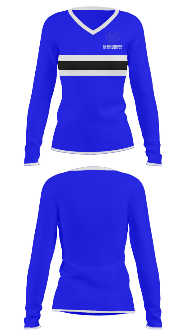 Women's Long Sleeve Vneck Shirt, Banks County Middle School Basketball, Women's Basketball, Teamtime, Team time, sublimation, custom sports apparel, team uniforms, spirit wear, spiritwear, sports uniforms, custom shirts, team store, custom team store, fundraiser sports, apparel fundraiser