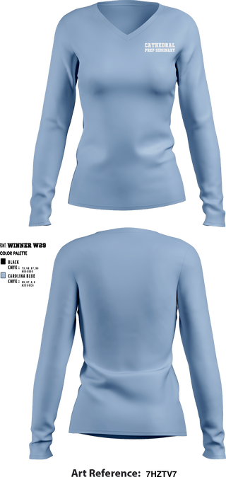 Women's Long Sleeve Vneck Shirt, Cathedral Prep Seminary, Spirit Store, Teamtime, Team time, sublimation, custom sports apparel, team uniforms, spirit wear, spiritwear, sports uniforms, custom shirts, team store, custom team store, fundraiser sports, apparel fundraiser
