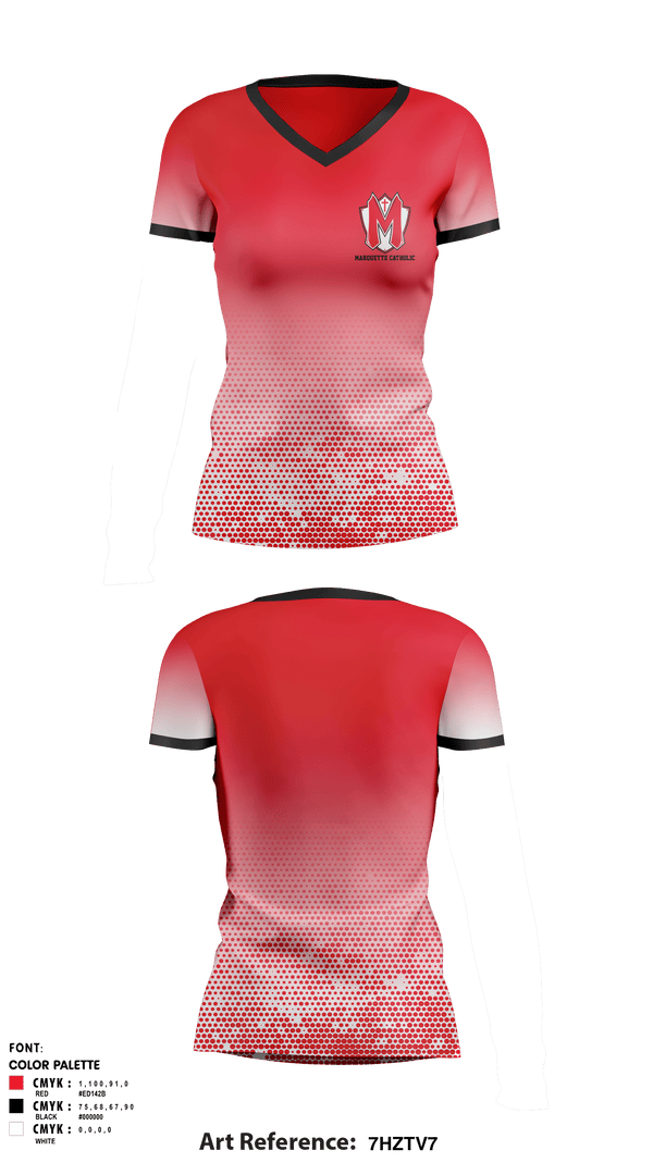 Women's Short Sleeve Vneck Shirt, Marquette Catholic High School Dance, Spirit Store, Teamtime, Team time, sublimation, custom sports apparel, team uniforms, spirit wear, spiritwear, sports uniforms, custom shirts, team store, custom team store, fundraiser sports, apparel fundraiser