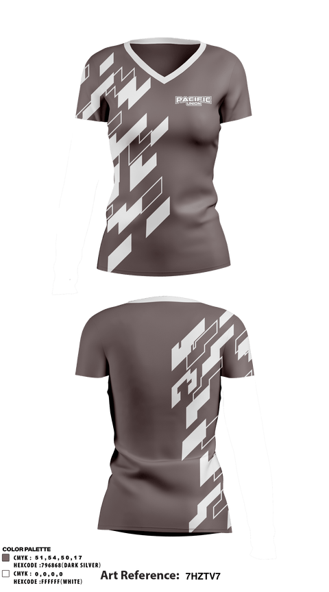 Women's Short Sleeve Vneck Shirt, Pacific Union Elementary School, Spirit Store, Teamtime, Team time, sublimation, custom sports apparel, team uniforms, spirit wear, spiritwear, sports uniforms, custom shirts, team store, custom team store, fundraiser sports, apparel fundraiser