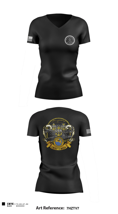 Women's Short Sleeve Vneck Shirt, CNATTU New River, Navy, Teamtime, Team time, sublimation, custom sports apparel, team uniforms, spirit wear, spiritwear, sports uniforms, custom shirts, team store, custom team store, fundraiser sports, apparel fundraiser