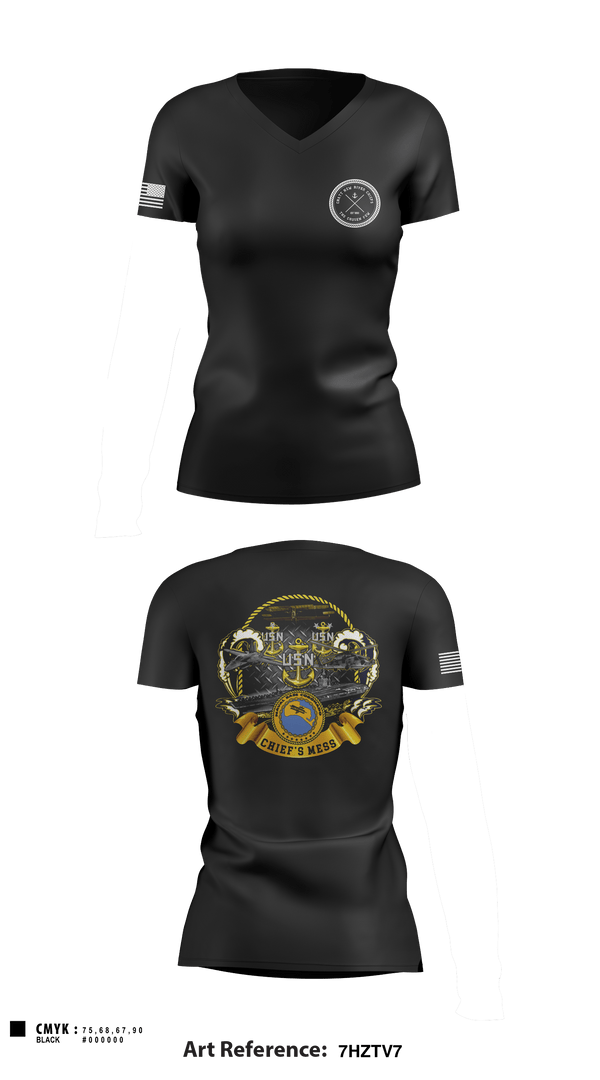 Women's Short Sleeve Vneck Shirt, CNATTU New River, Navy, Teamtime, Team time, sublimation, custom sports apparel, team uniforms, spirit wear, spiritwear, sports uniforms, custom shirts, team store, custom team store, fundraiser sports, apparel fundraiser