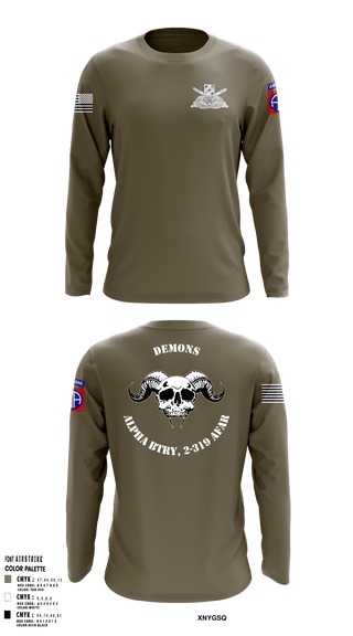 Long Sleeve Performance Shirt, ALPHA BTRY, 2-319th AFAR, Army, Teamtime, Team time, sublimation, custom sports apparel, team uniforms, spirit wear, spiritwear, sports uniforms, custom shirts, team store, custom team store, fundraiser sports, apparel fundraiser