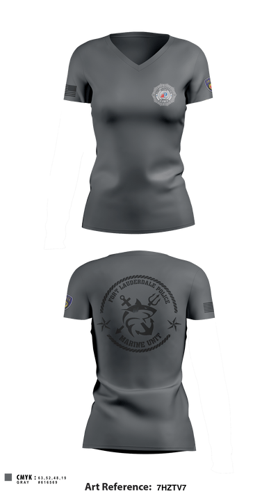 Fort Lauderdale Police Department Marine Unit 14076113 Women's Short Sleeve V-neck Shirt - 1