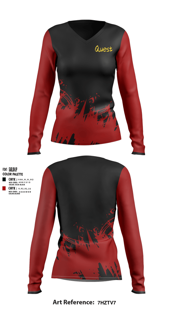 Women's Long Sleeve Vneck Shirt, Quest, , Teamtime, Team time, sublimation, custom sports apparel, team uniforms, spirit wear, spiritwear, sports uniforms, custom shirts, team store, custom team store, fundraiser sports, apparel fundraiser