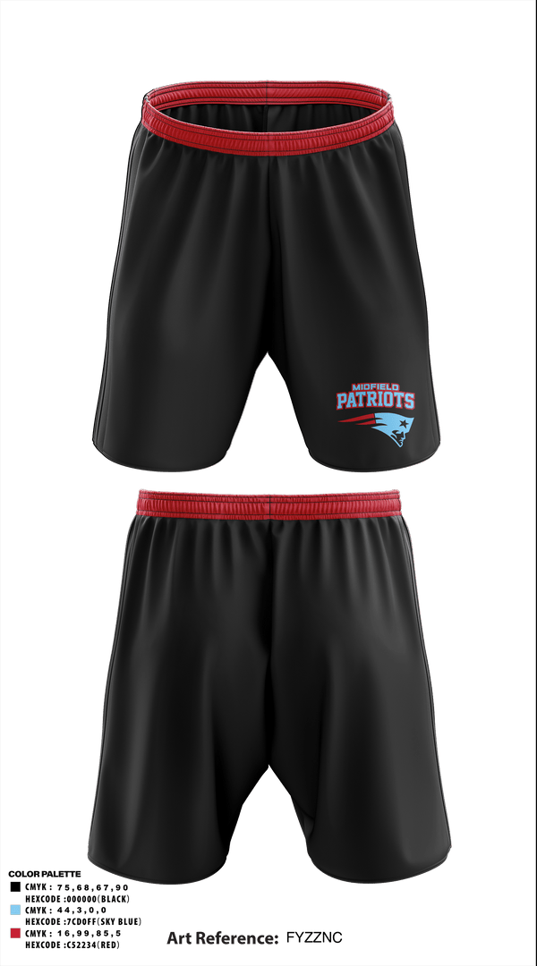 Athletic Shorts With Pockets, Midfield Patriots, Baseball, Teamtime, Team time, sublimation, custom sports apparel, team uniforms, spirit wear, spiritwear, sports uniforms, custom shirts, team store, custom team store, fundraiser sports, apparel fundraiser