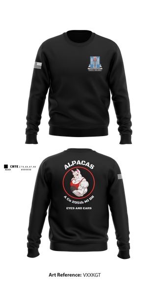 Crew Neck Sweatshirt, Alpha Company 205th MI BN, Army, Teamtime, Team time, sublimation, custom sports apparel, team uniforms, spirit wear, spiritwear, sports uniforms, custom shirts, team store, custom team store, fundraiser sports, apparel fundraiser