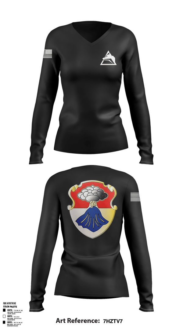 Women's Long Sleeve Vneck Shirt, B-CO 3-67, Army, Teamtime, Team time, sublimation, custom sports apparel, team uniforms, spirit wear, spiritwear, sports uniforms, custom shirts, team store, custom team store, fundraiser sports, apparel fundraiser