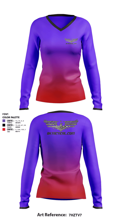 Women's Long Sleeve Vneck Shirt, BK Tactical, , Teamtime, Team time, sublimation, custom sports apparel, team uniforms, spirit wear, spiritwear, sports uniforms, custom shirts, team store, custom team store, fundraiser sports, apparel fundraiser