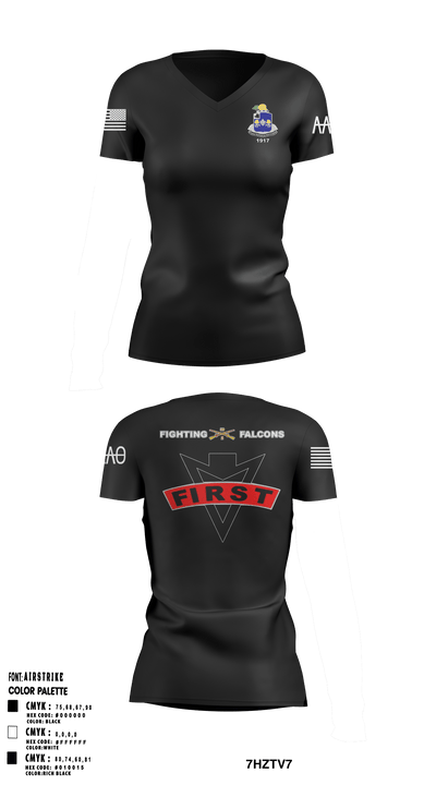 Fighting Falcons 2-39 IN 61217991 Women's Short Sleeve V-neck Shirt - 1