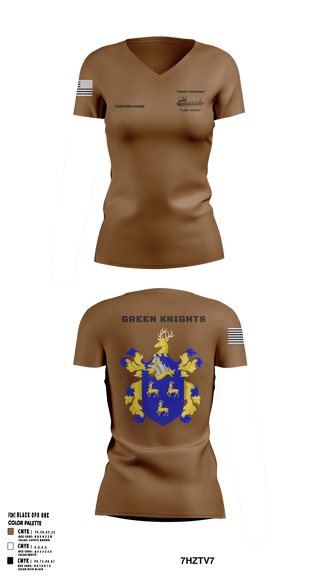 Women's Short Sleeve Vneck Shirt, Hobkirk Green Knights, Army, Teamtime, Team time, sublimation, custom sports apparel, team uniforms, spirit wear, spiritwear, sports uniforms, custom shirts, team store, custom team store, fundraiser sports, apparel fundraiser