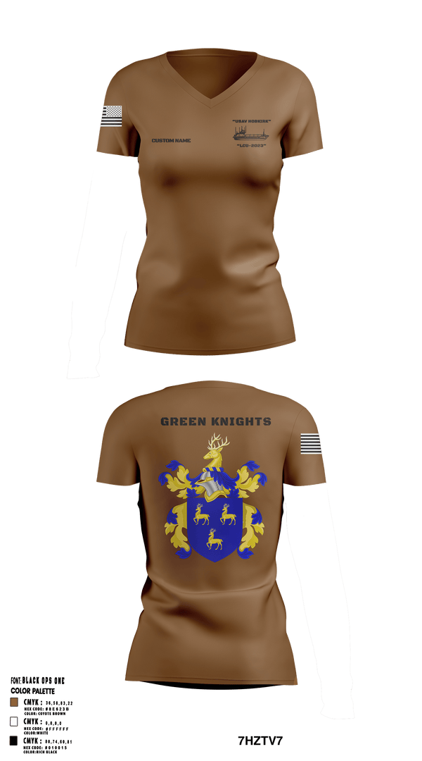 Women's Short Sleeve Vneck Shirt, Hobkirk Green Knights, Army, Teamtime, Team time, sublimation, custom sports apparel, team uniforms, spirit wear, spiritwear, sports uniforms, custom shirts, team store, custom team store, fundraiser sports, apparel fundraiser