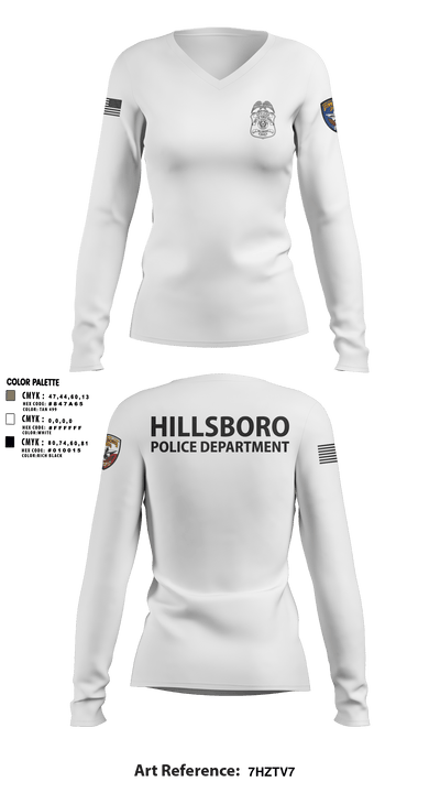 Hillsboro Police Department 31441057 Women's Long Sleeve V-neck Shirt - 2 (1)