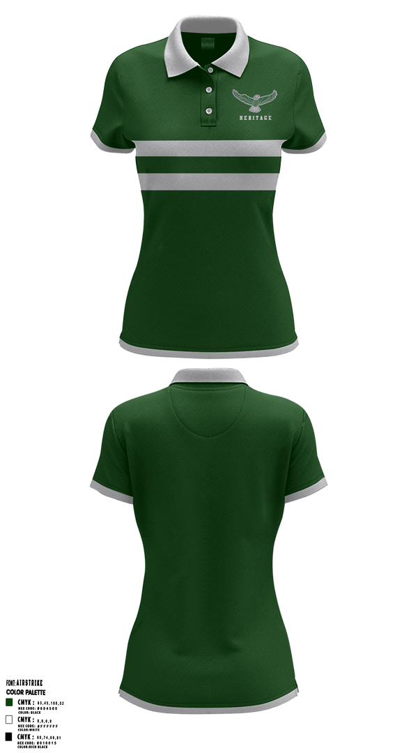Women's Short Sleeve Performance Polo, Heritage Elementary School, Spirit Store, Teamtime, Team time, sublimation, custom sports apparel, team uniforms, spirit wear, spiritwear, sports uniforms, custom shirts, team store, custom team store, fundraiser sports, apparel fundraiser