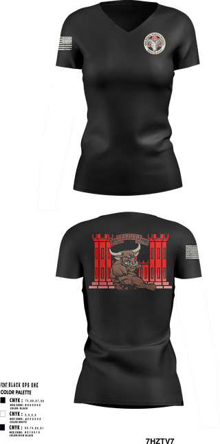 Women's Short Sleeve Vneck Shirt, B Co 70th BEB937th CEC-A, , Teamtime, Team time, sublimation, custom sports apparel, team uniforms, spirit wear, spiritwear, sports uniforms, custom shirts, team store, custom team store, fundraiser sports, apparel fundraiser