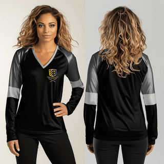 Women's Long Sleeve Vneck Shirt, Riverdale Women's Basketball, Women's Basketball, Teamtime, Team time, sublimation, custom sports apparel, team uniforms, spirit wear, spiritwear, sports uniforms, custom shirts, team store, custom team store, fundraiser sports, apparel fundraiser