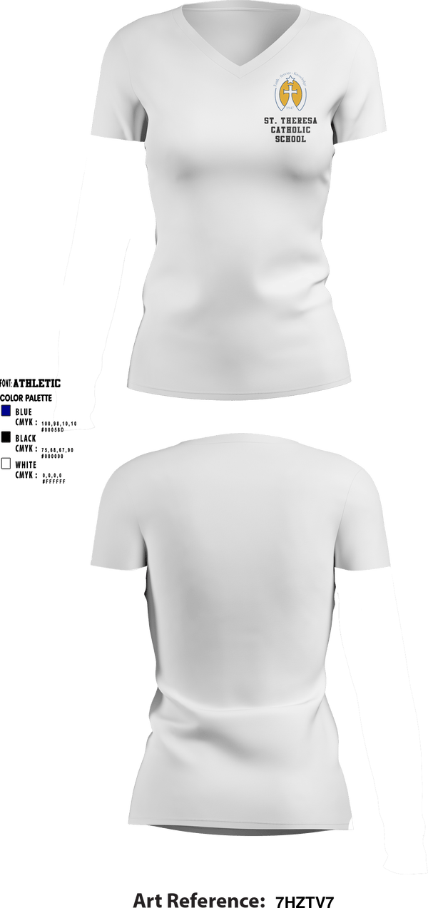 Women's Short Sleeve Vneck Shirt, St. Theresa Catholic School, Spirit Store, Teamtime, Team time, sublimation, custom sports apparel, team uniforms, spirit wear, spiritwear, sports uniforms, custom shirts, team store, custom team store, fundraiser sports, apparel fundraiser