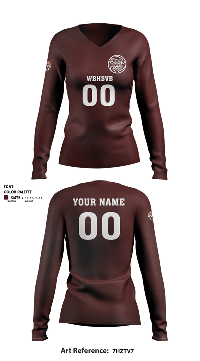 West Bridgewater High School Volleyball 90318455 Women's Long Sleeve V-neck Shirt - 3