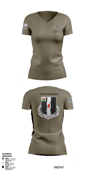 3rd Battalion 60th infantry Regiment River Raiders 94205182 Women's Short Sleeve V-neck Shirt - 1