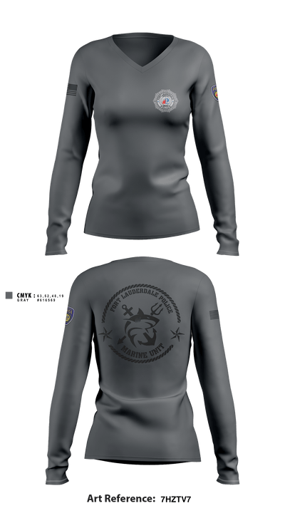 Fort Lauderdale Police Department Marine Unit 14076113 Women's Long Sleeve V-neck Shirt - 1