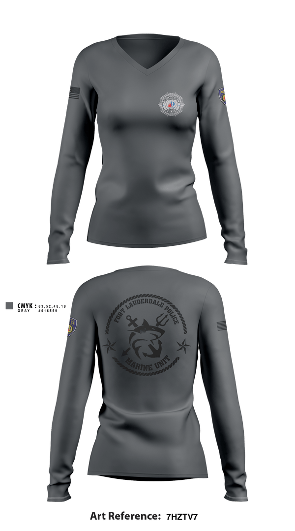 Women's Long Sleeve Vneck Shirt, Fort Lauderdale Police Department Marine Unit, Police, Teamtime, Team time, sublimation, custom sports apparel, team uniforms, spirit wear, spiritwear, sports uniforms, custom shirts, team store, custom team store, fundraiser sports, apparel fundraiser