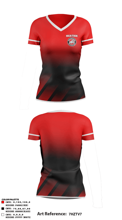 Skiatook High School Soccer 23951400 Women's Short Sleeve V-neck Shirt - 1