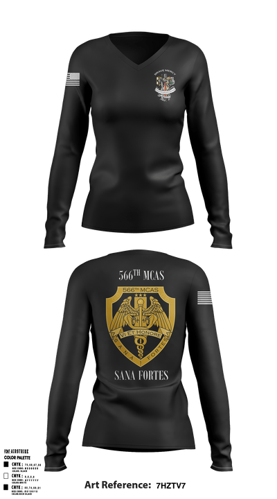 566th MCAS- Army 77440363 Women's Long Sleeve V-neck Shirt - 57