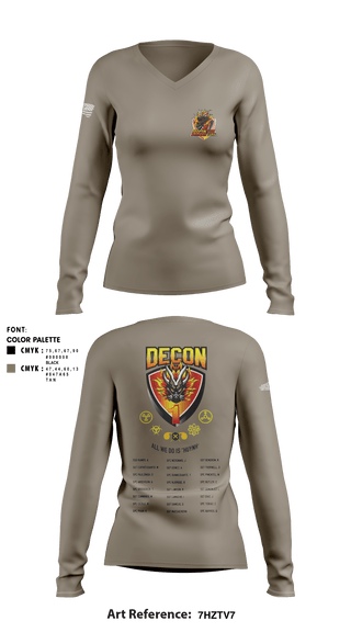 Women's Long Sleeve Vneck Shirt, 272 Chemical Company Decon 1, National Guard, Teamtime, Team time, sublimation, custom sports apparel, team uniforms, spirit wear, spiritwear, sports uniforms, custom shirts, team store, custom team store, fundraiser sports, apparel fundraiser