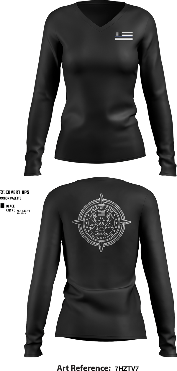 Women's Long Sleeve Vneck Shirt, Jaimie Cox Foundation, , Teamtime, Team time, sublimation, custom sports apparel, team uniforms, spirit wear, spiritwear, sports uniforms, custom shirts, team store, custom team store, fundraiser sports, apparel fundraiser