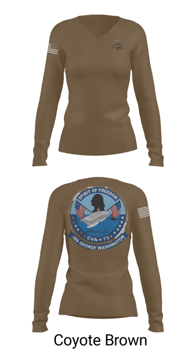 USS GEORGE WASHINGTON INFORMATION TECHNICIANS 62071140 Women's Long Sleeve V-neck Shirt - 38