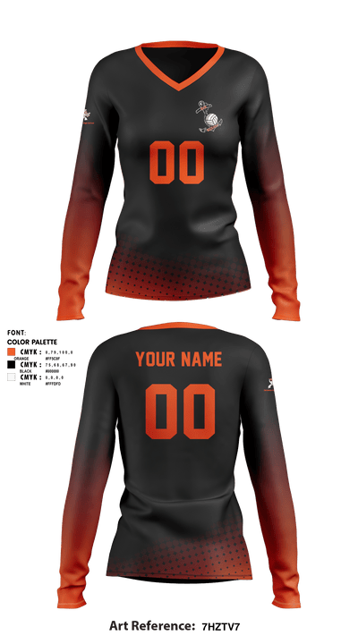 Sarasota High Volleyball 12288479 Women's Long Sleeve V-neck Shirt - 1