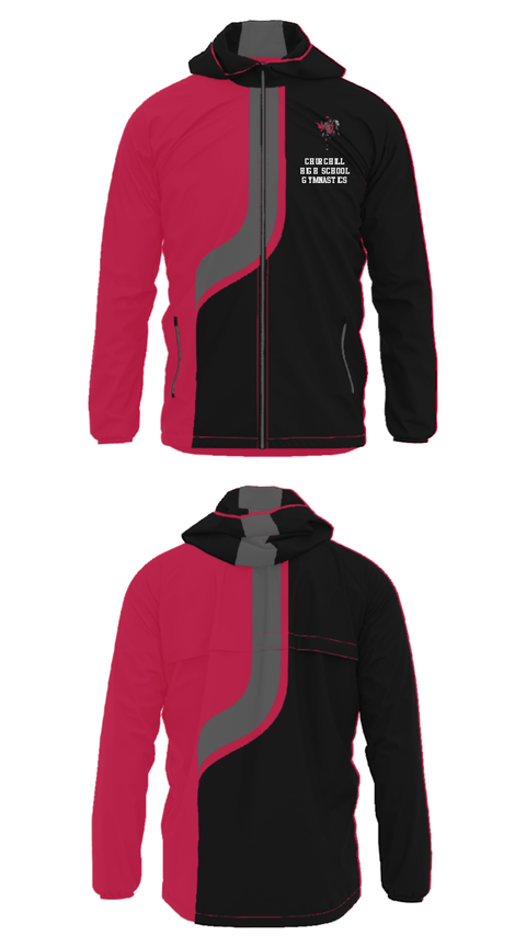 Windbreaker, Churchill High School Gymnastics, Cheer, Teamtime, Team time, sublimation, custom sports apparel, team uniforms, spirit wear, spiritwear, sports uniforms, custom shirts, team store, custom team store, fundraiser sports, apparel fundraiser
