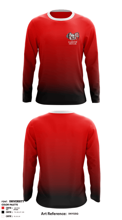 Clarkston High School Wrestling 753987382 Long Sleeve Rash Guard Shirt - 1