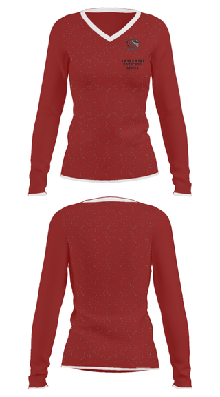 Women's Long Sleeve Vneck Shirt, Curtis Baptist High School Soccer, Men's Soccer, Teamtime, Team time, sublimation, custom sports apparel, team uniforms, spirit wear, spiritwear, sports uniforms, custom shirts, team store, custom team store, fundraiser sports, apparel fundraiser