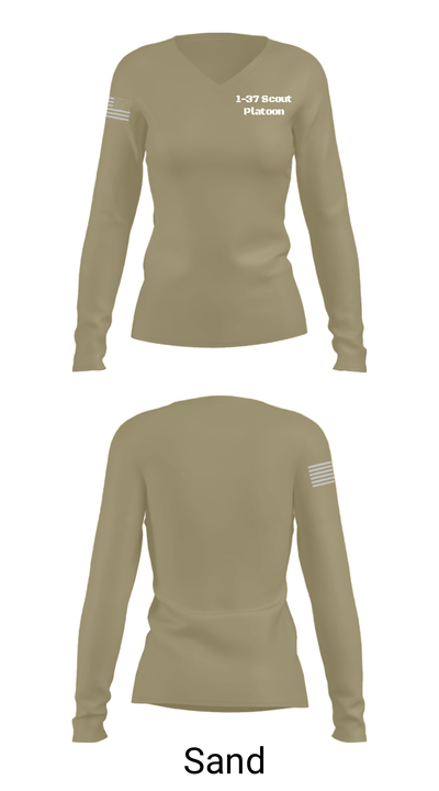 1-37 Scout Platoon 26668107 Women's Long Sleeve V-neck Shirt - 47