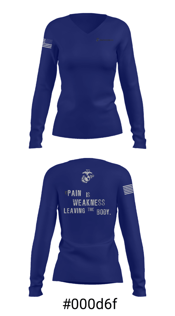 Women's Long Sleeve Vneck Shirt, , Marines, Teamtime, Team time, sublimation, custom sports apparel, team uniforms, spirit wear, spiritwear, sports uniforms, custom shirts, team store, custom team store, fundraiser sports, apparel fundraiser