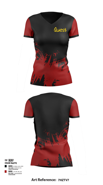 Quest 13621852 Women's Short Sleeve V-neck Shirt - 1