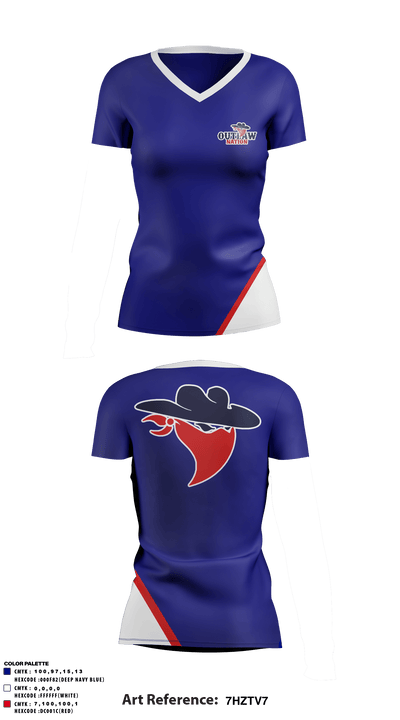 Saugerties Outlaws 20780337 Women's Short Sleeve V-neck Shirt - 1