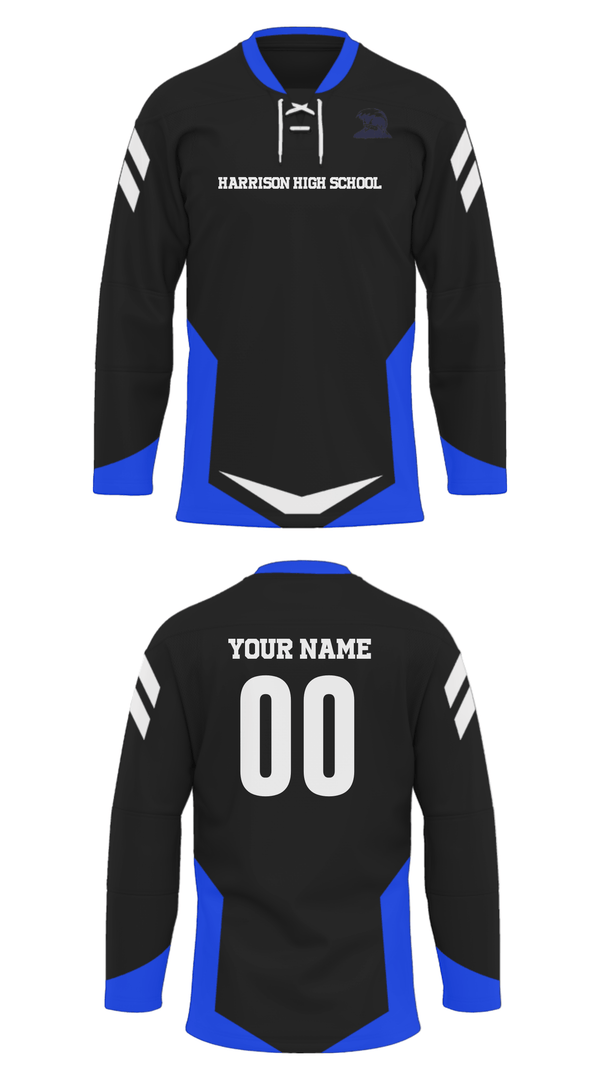 Hockey Jersey, Harrison High School, Spirit Store, Teamtime, Team time, sublimation, custom sports apparel, team uniforms, spirit wear, spiritwear, sports uniforms, custom shirts, team store, custom team store, fundraiser sports, apparel fundraiser