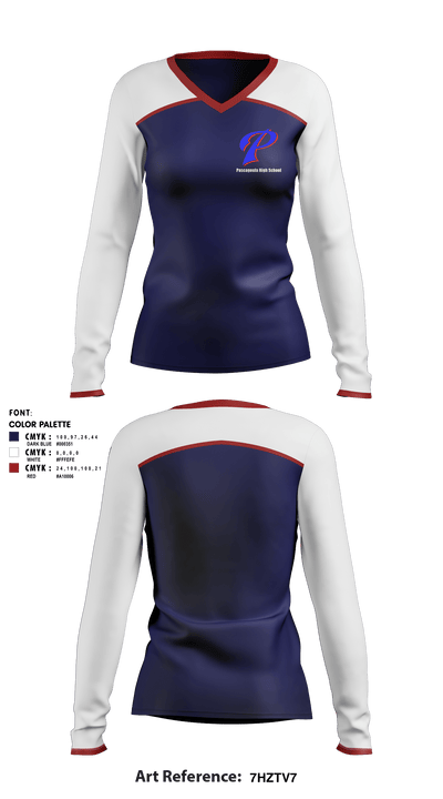 Pascagoula High School 44918795 Women's Long Sleeve V-neck Shirt - 1